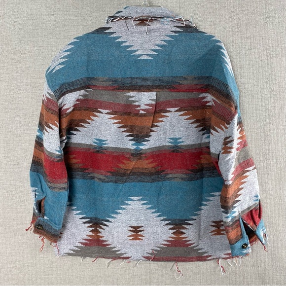 Aztec Shacket Turquoise Boho Western Jacket - Picture 7 of 11